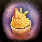 チョークアートで描いたカップケーキ