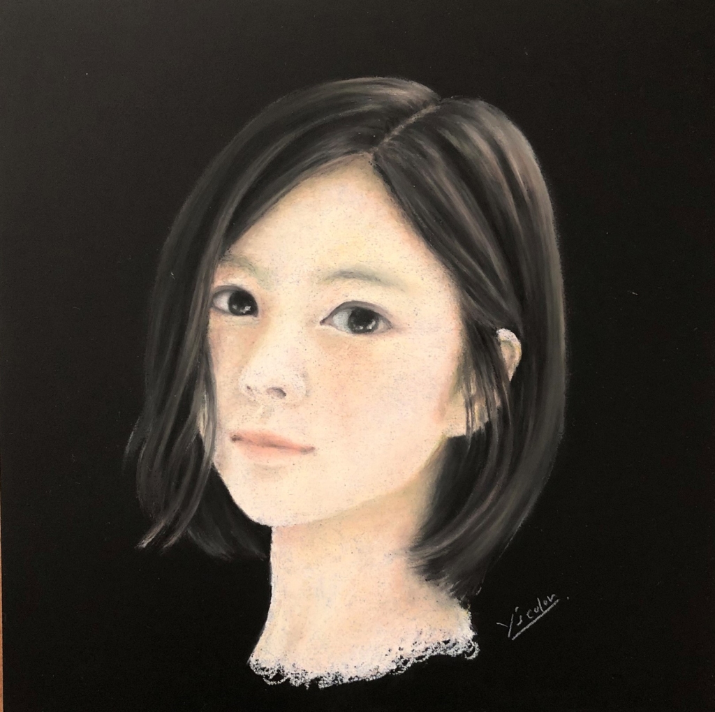 チョークアートで描いた人物日本人女性